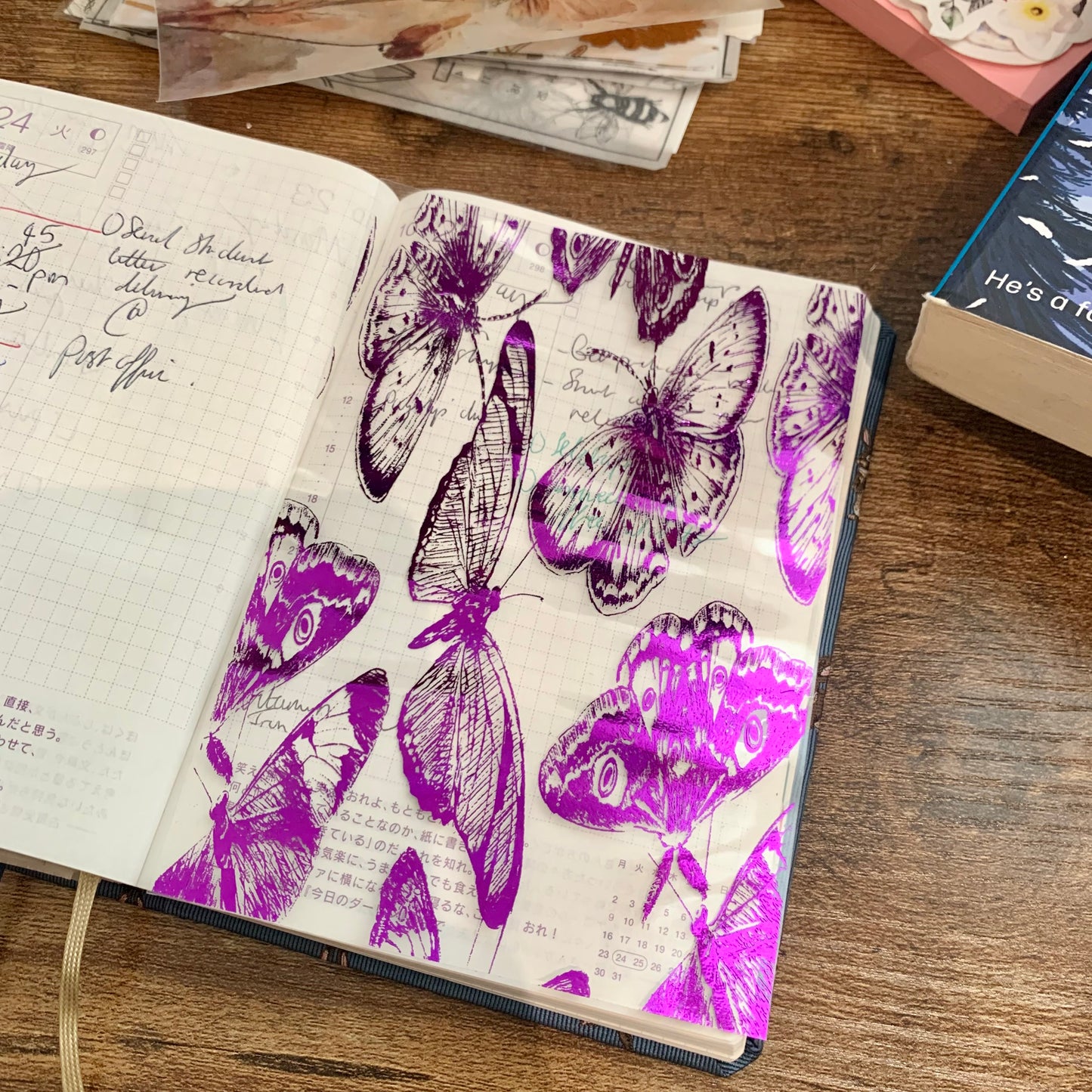 Purple Foiled Butterfly Vellum Planner Dashboard -Acetate dashboard - Twilight II