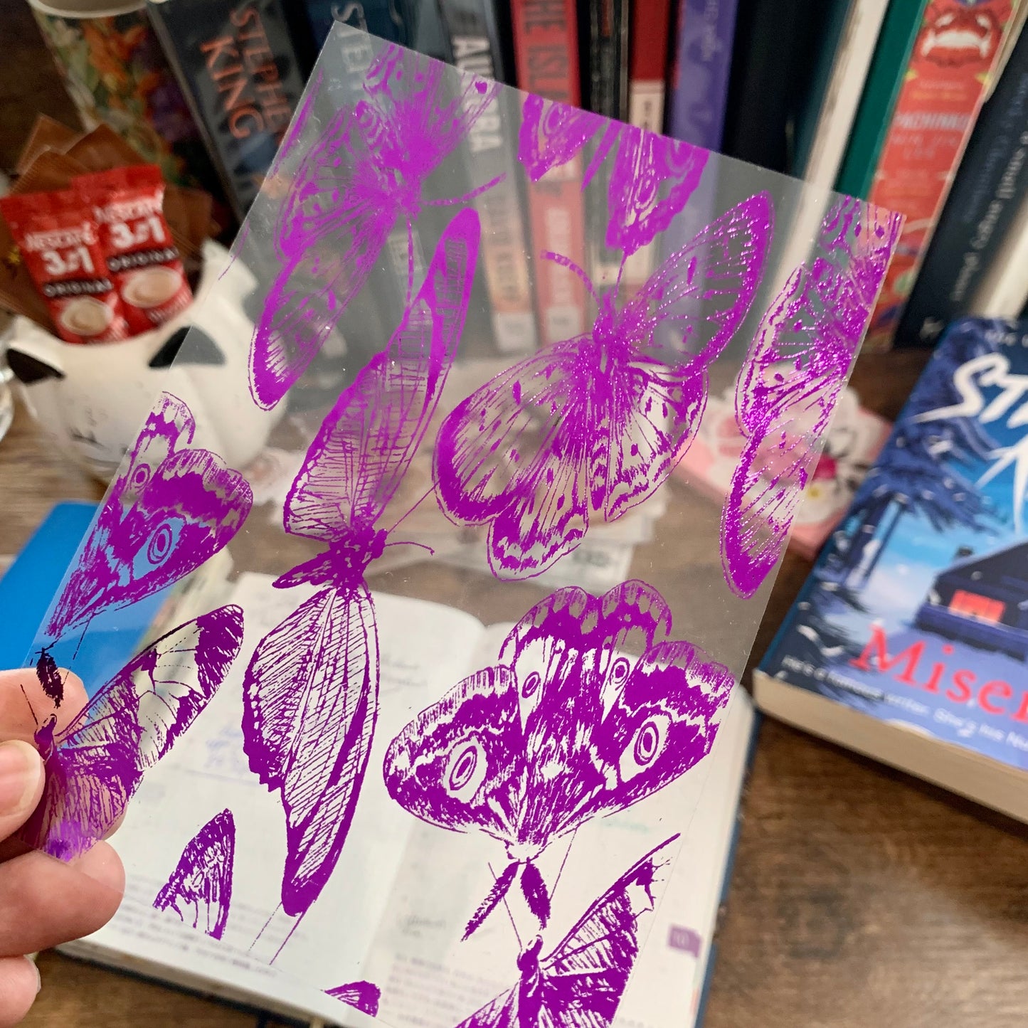 Purple Foiled Butterfly Vellum Planner Dashboard -Acetate dashboard - Twilight II