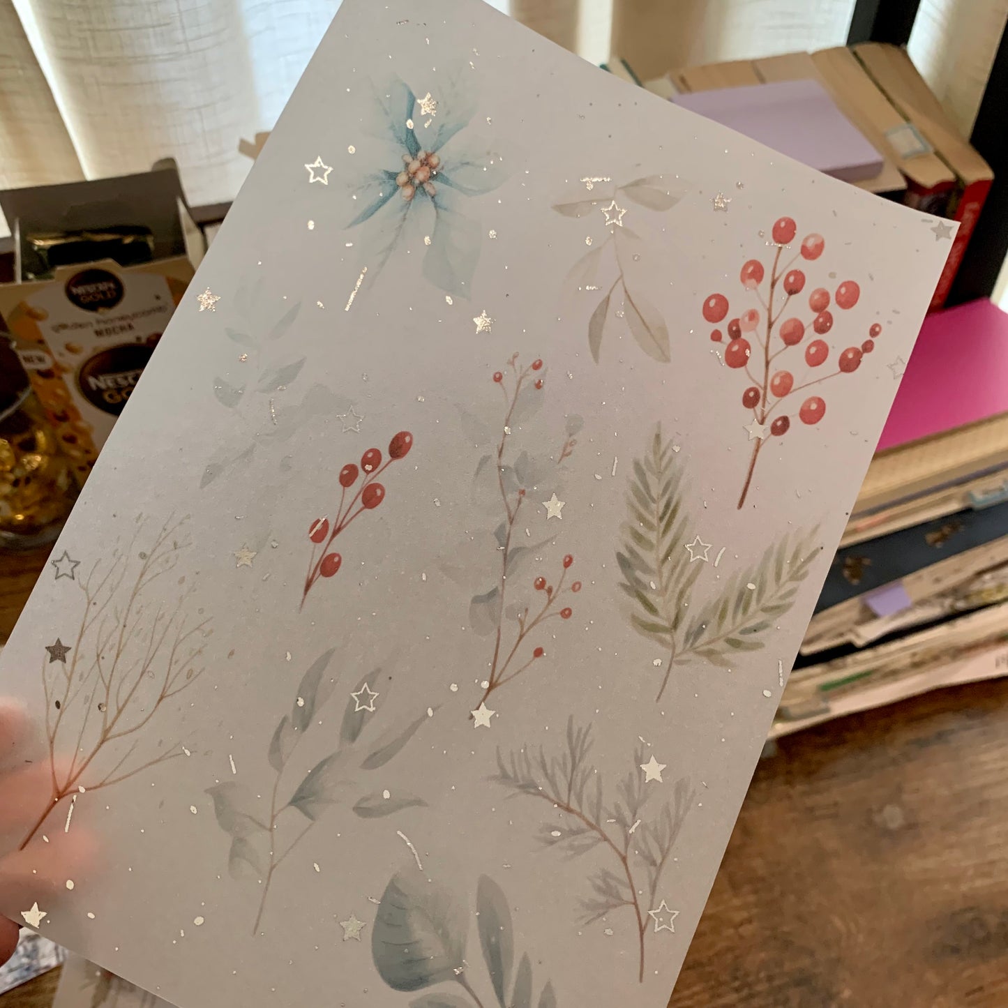 Silver Foiled Hand drawn Watercolor Winter - Vellum Planner Dashboard - Scrapbooking Paper - Frost and Snow