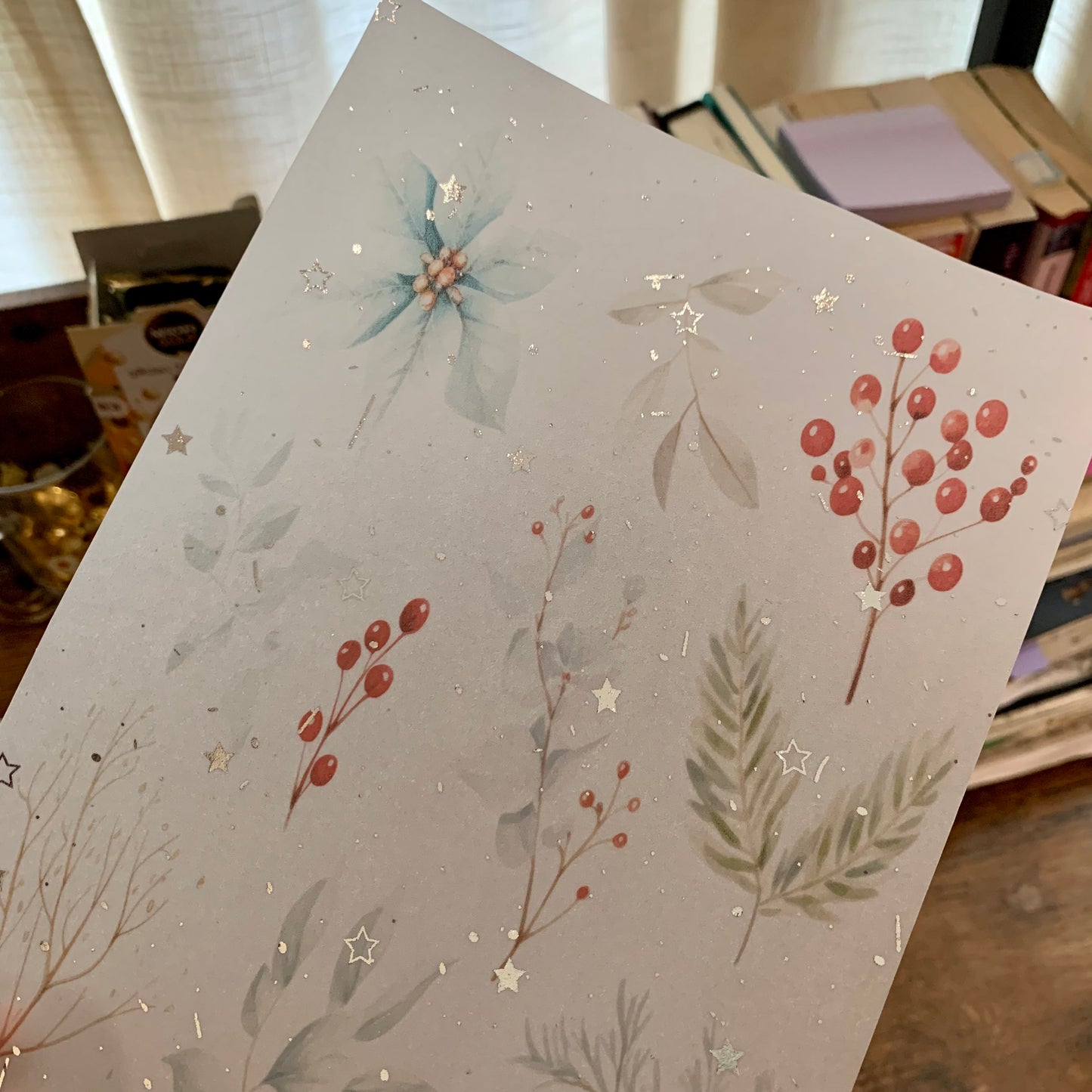Silver Foiled Hand drawn Watercolor Winter - Vellum Planner Dashboard - Scrapbooking Paper - Frost and Snow