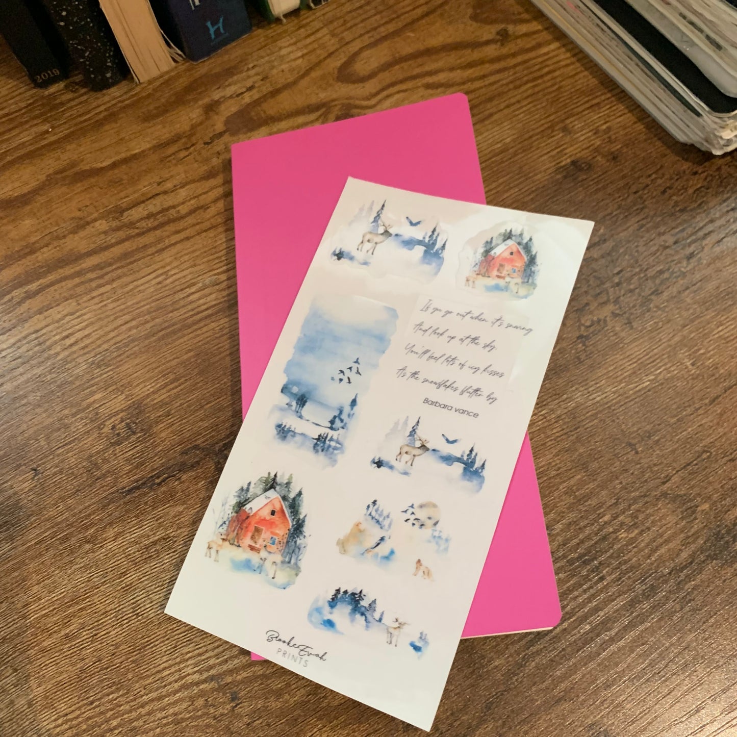 Winter Elements Transparent watercolor Sticker Sheet - Hobo Weeks Stickers - Snow Kisses