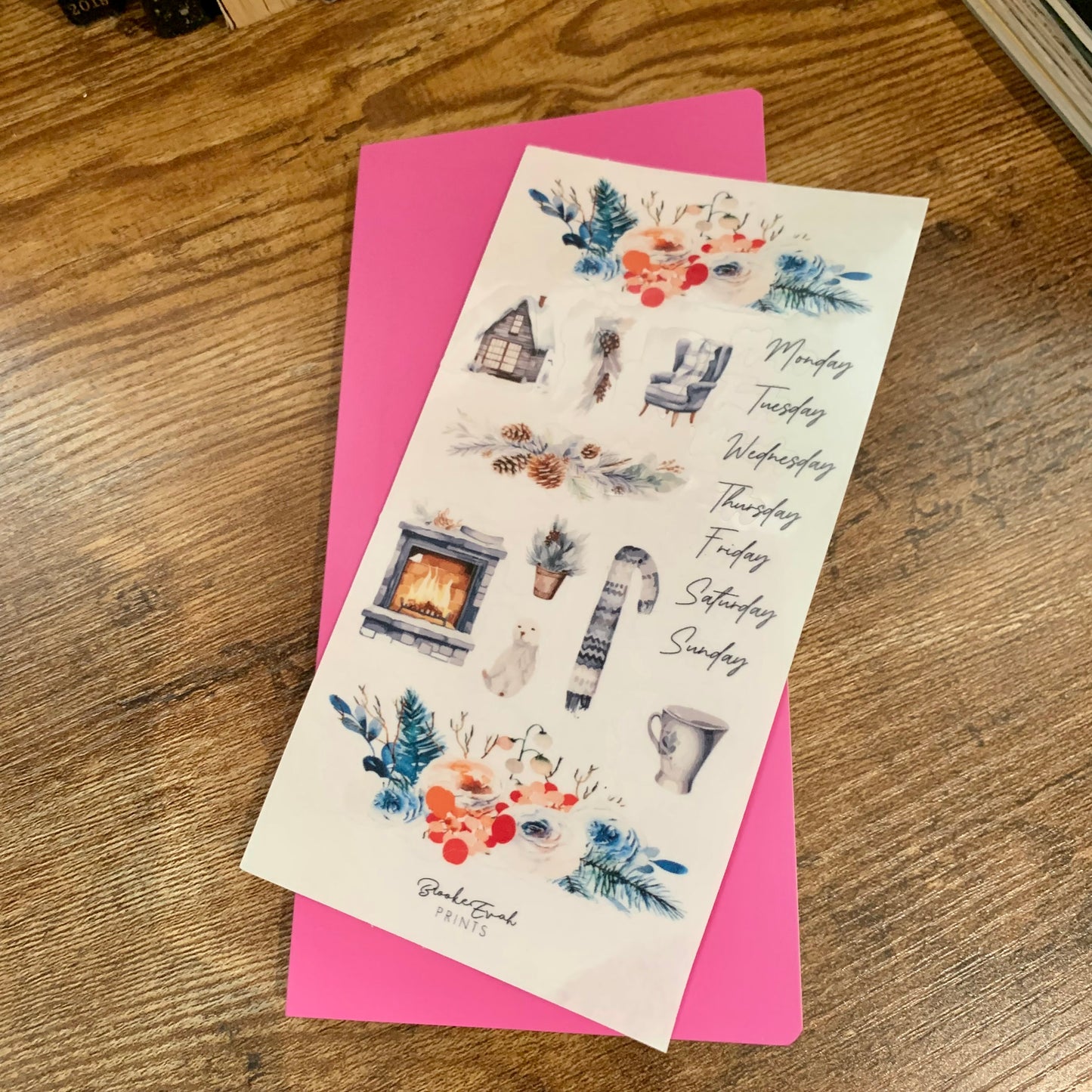 Winter Elements Transparent watercolor Sticker Sheet - Washi Stickers - Winter Kisses