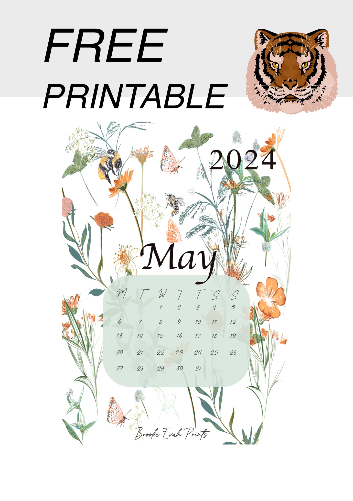 FREE download MAY 2024 Calendar Card