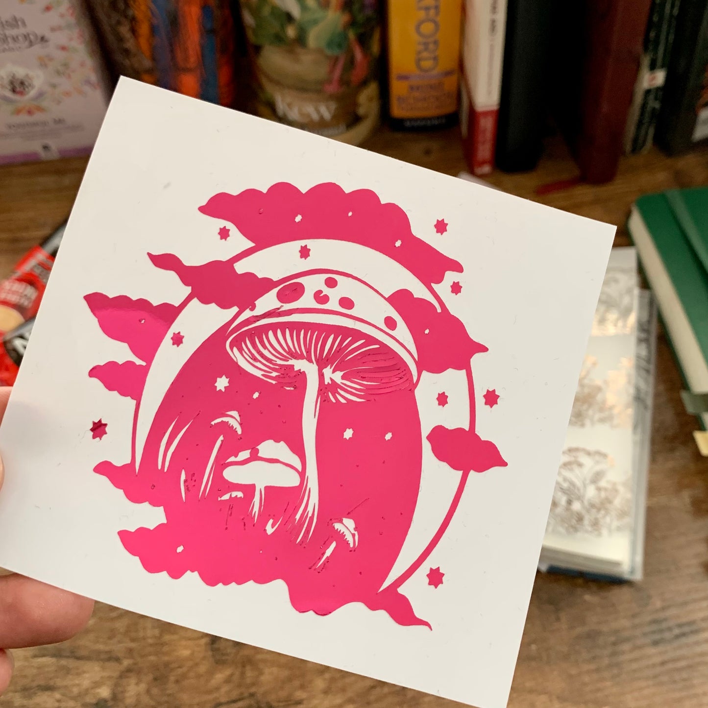 Mushroom & Clouds Vinyl Sticker - Journal Sticker