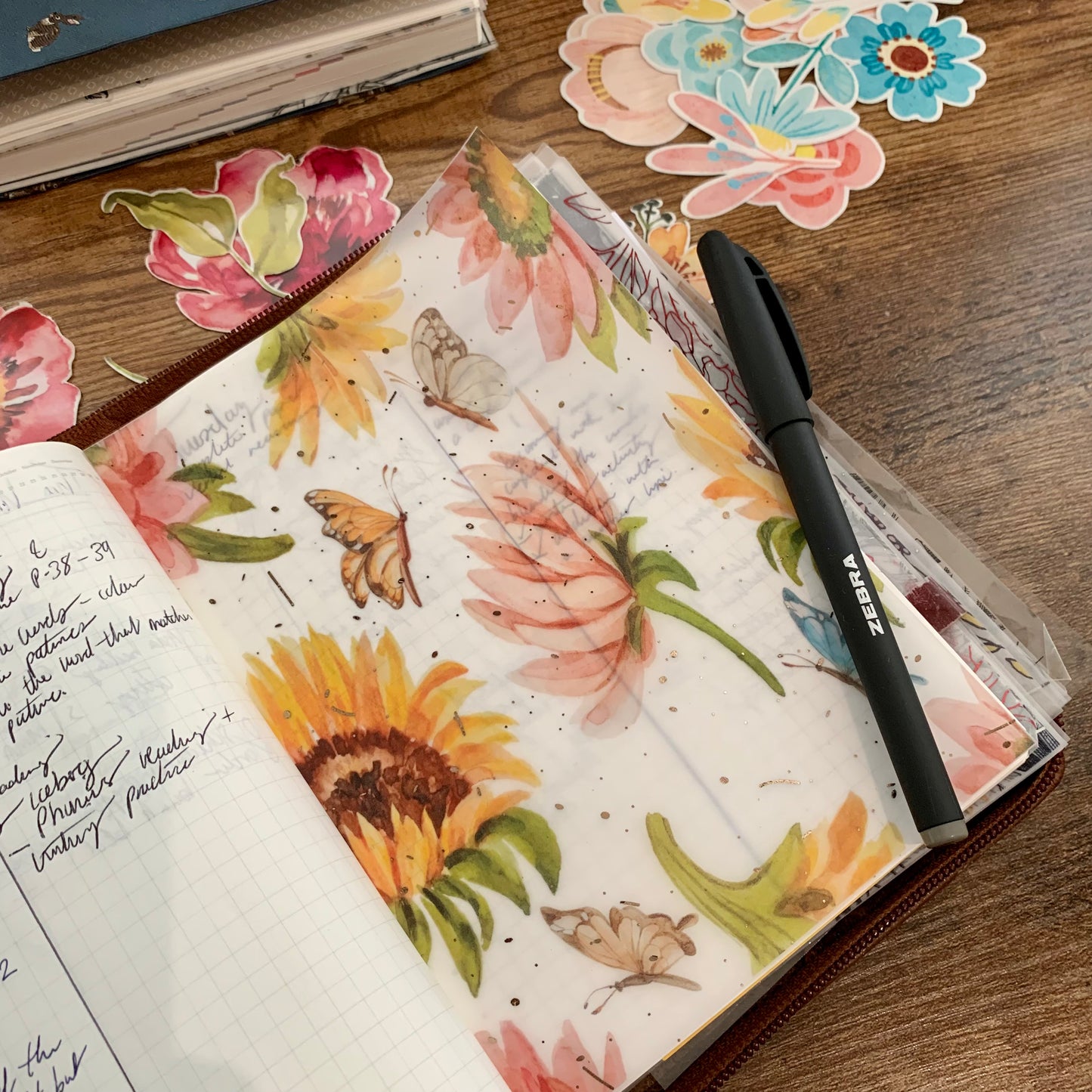 Foiled Water color Butterflies & Sunflower Spring Vellum Planner Dashboard- Garden Tales