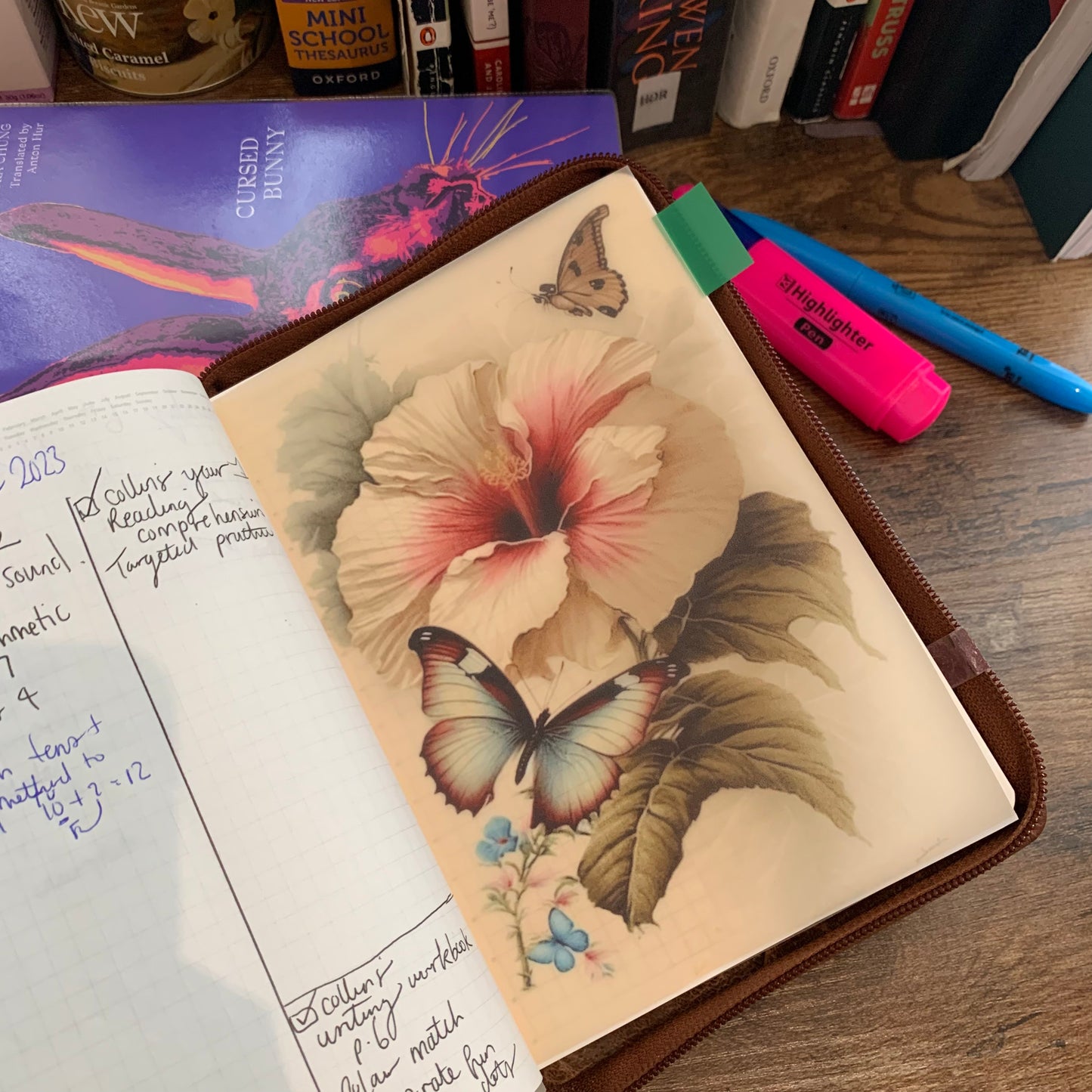 Butterfly and Hibiscus Flower Vellum Planner Dashboard - Nostalgia