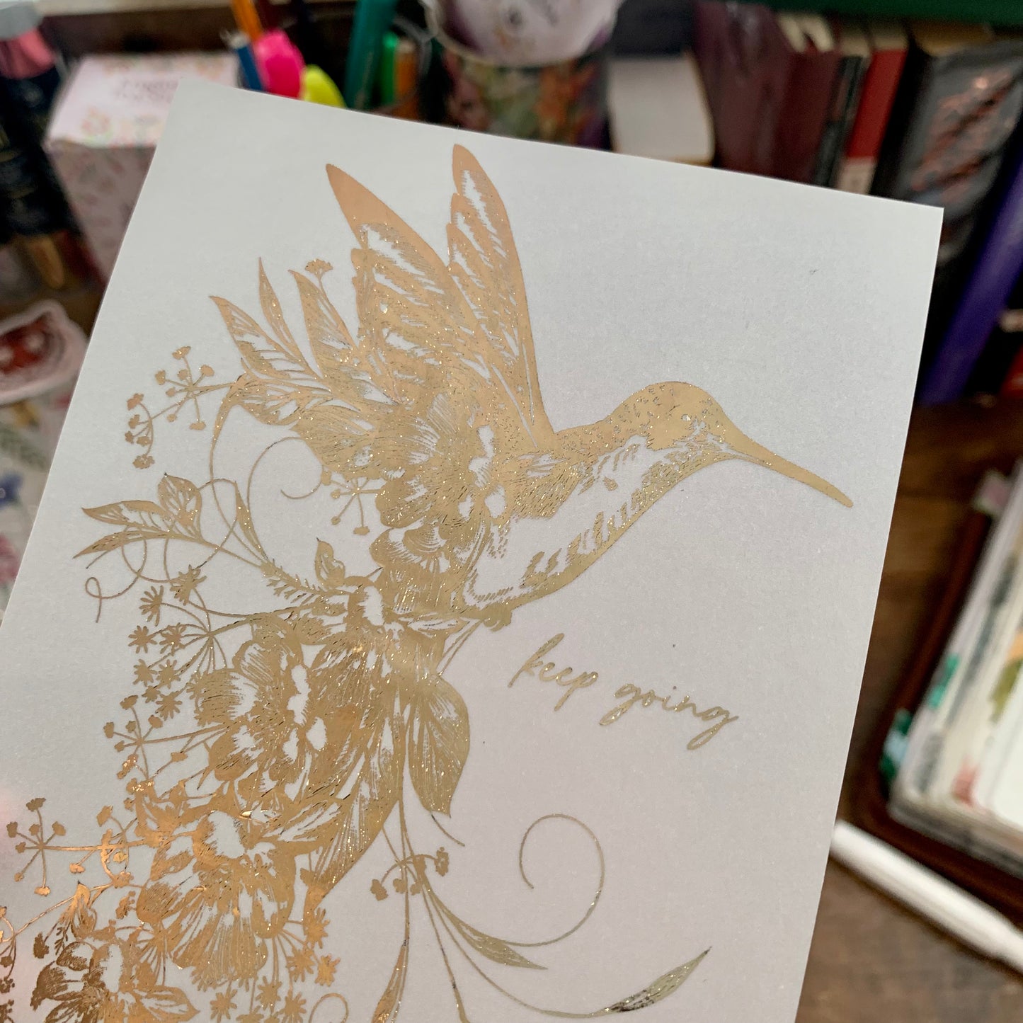 Rose Gold Foiled Humming Bird Hand Drawn Vintage Vellum X Acetate Planner Dashboard - Keep Going