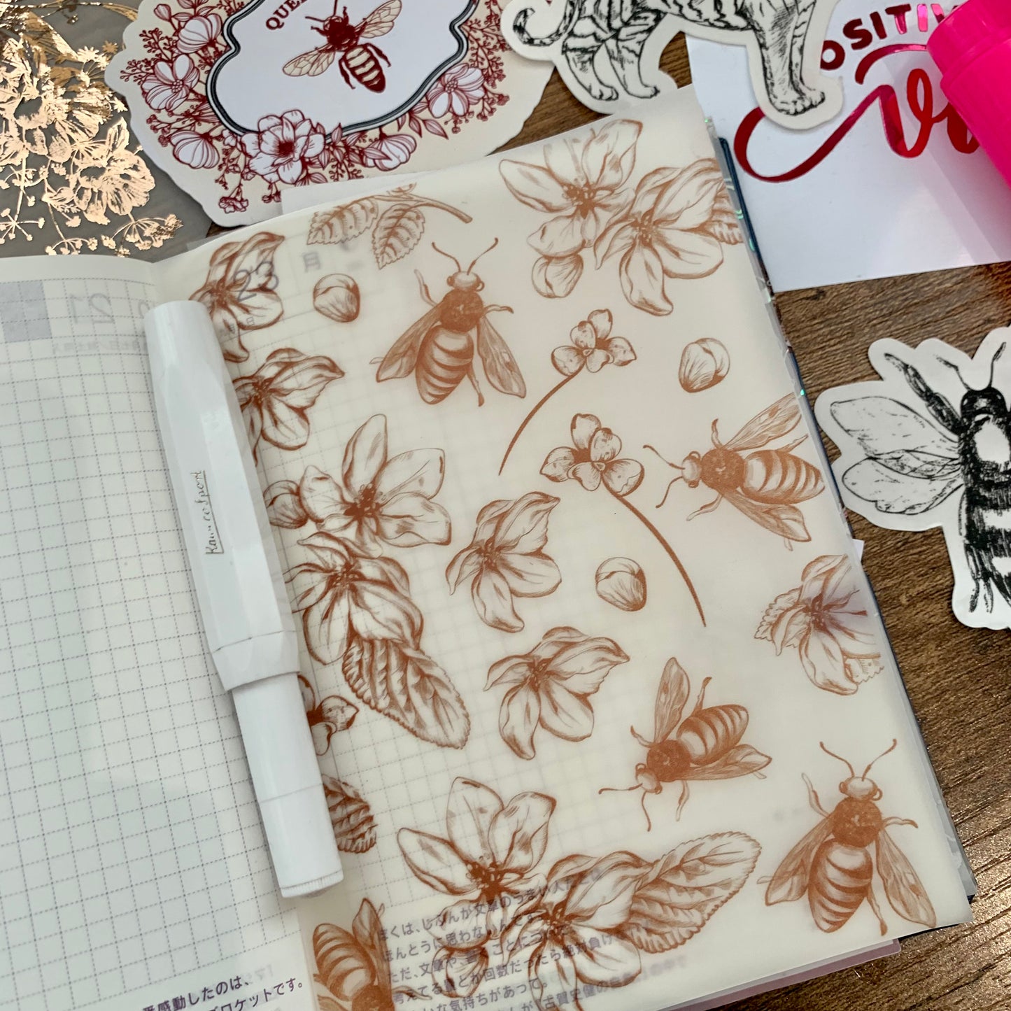Beautiful Vintage inspired Bee Vellum - Planner Dashboard - Awakening