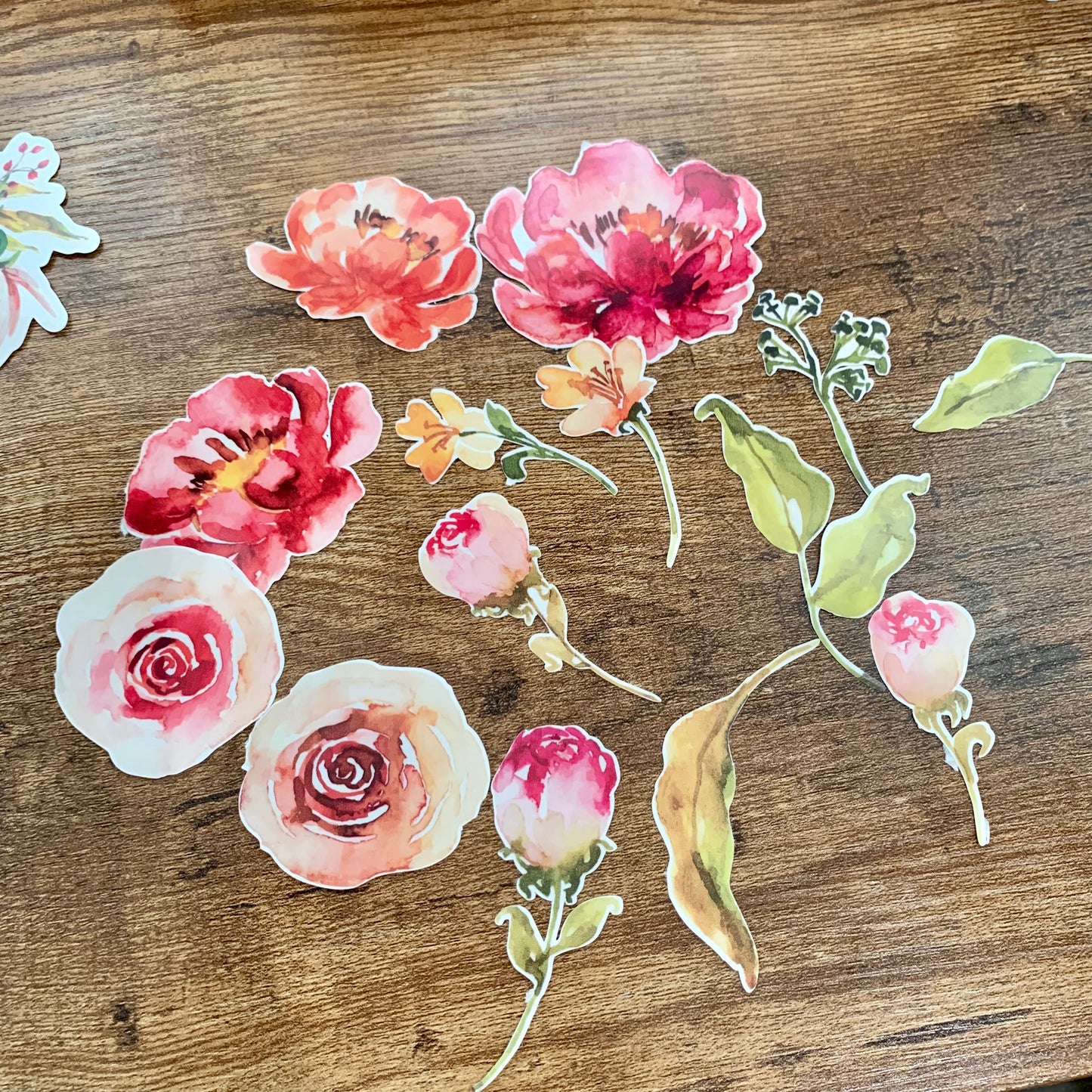 Red Floral Clear Sticker Pack - Save the Date - Sticker Flakes - Pack of 14