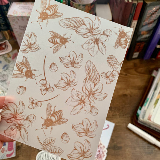 Beautiful Vintage inspired Bee Vellum - Planner Dashboard - Awakening