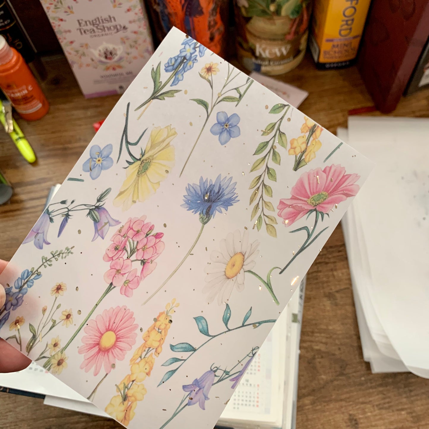 Rose gold Foiled Pretty Botanical Hand Drawn Floral Pattern - Vellum Planner Dashboard - Summer’s walk