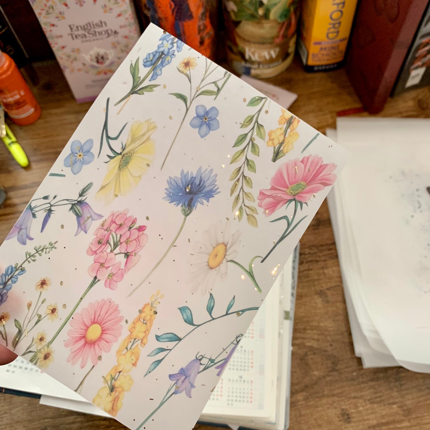 Rose gold Foiled Pretty Botanical Hand Drawn Floral Pattern - Vellum Planner Dashboard - Summer’s walk