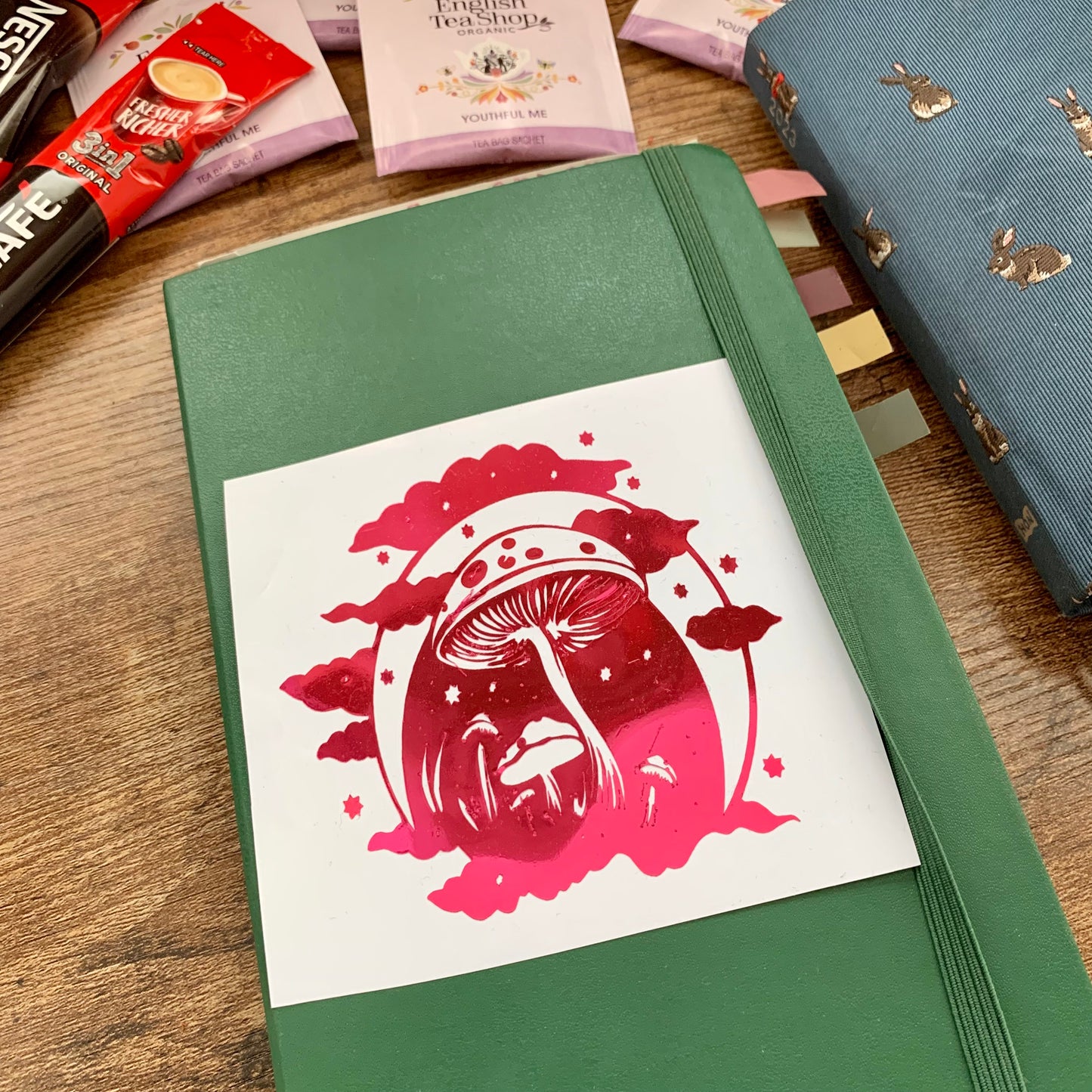 Mushroom & Clouds Vinyl Sticker - Journal Sticker