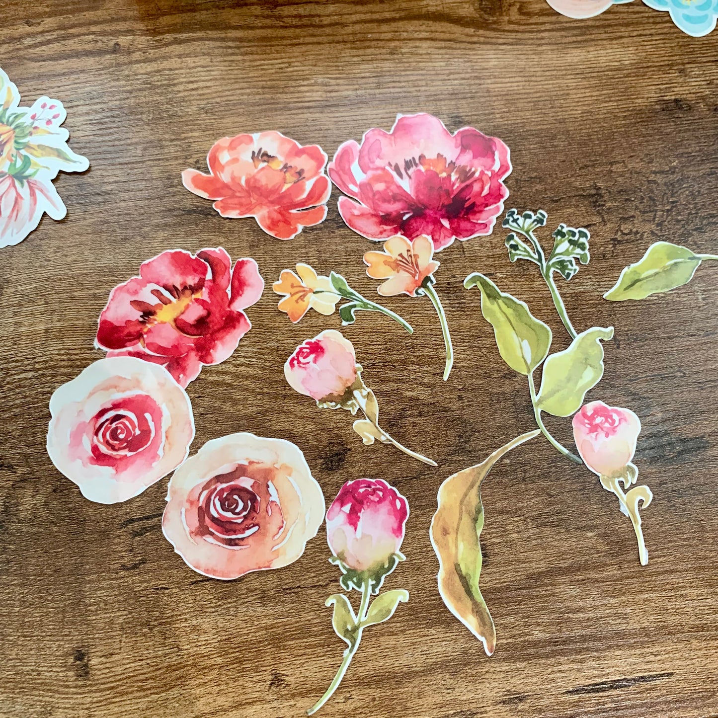 Red Floral Clear Sticker Pack - Save the Date - Sticker Flakes - Pack of 14