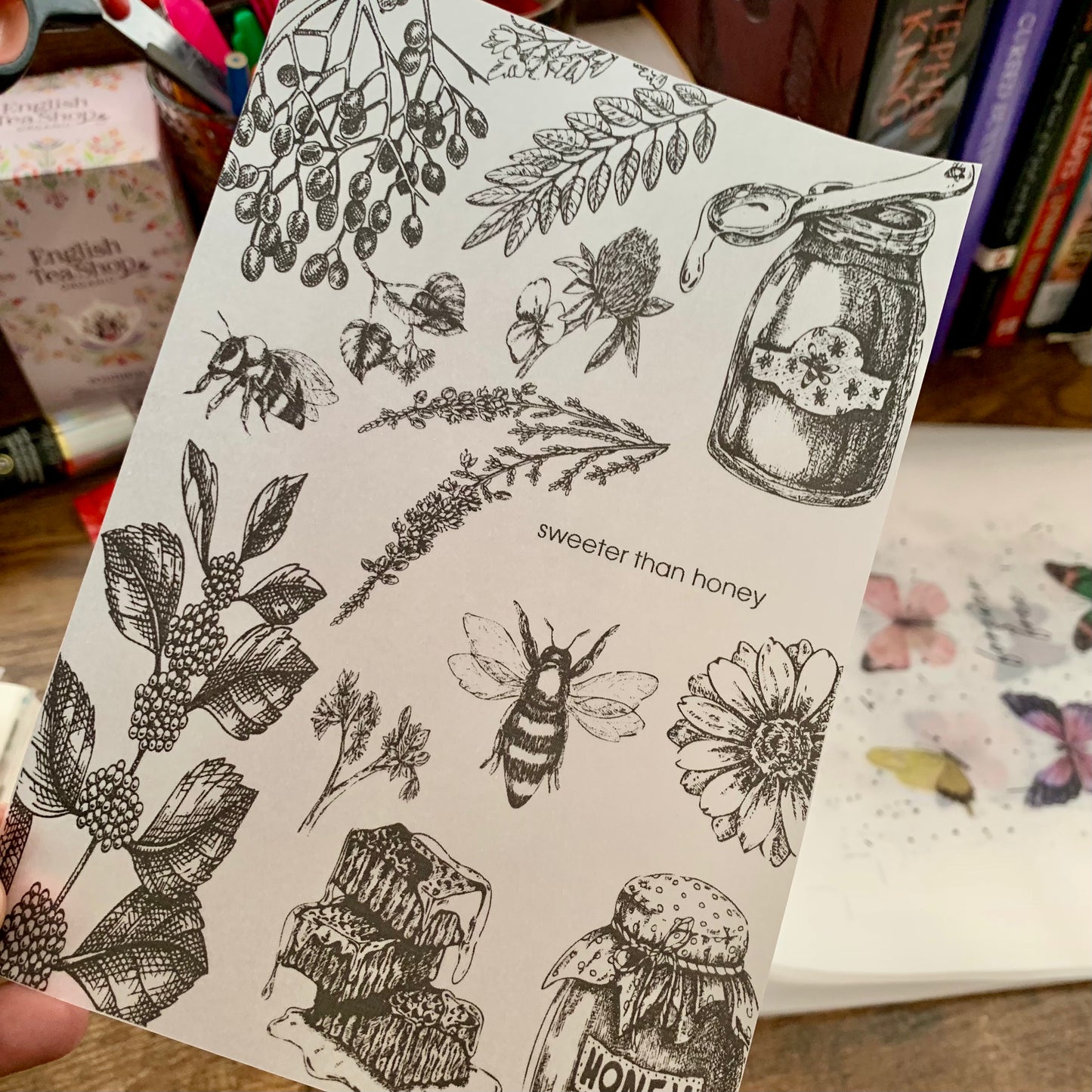 Foiled Botanical Hand Drawn Vintage Bees & Floral Vellum X Acetate Planner Dashboard - Sweeter than Honey