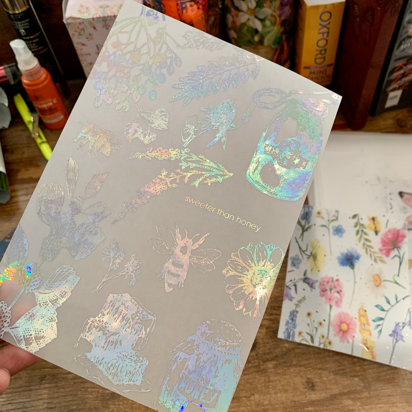 Foiled Botanical Hand Drawn Vintage Bees & Floral Vellum X Acetate Planner Dashboard - Sweeter than Honey II