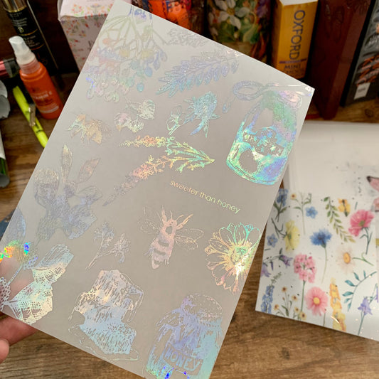 Foiled Botanical Hand Drawn Vintage Bees & Floral Vellum X Acetate Planner Dashboard - Sweeter than Honey II