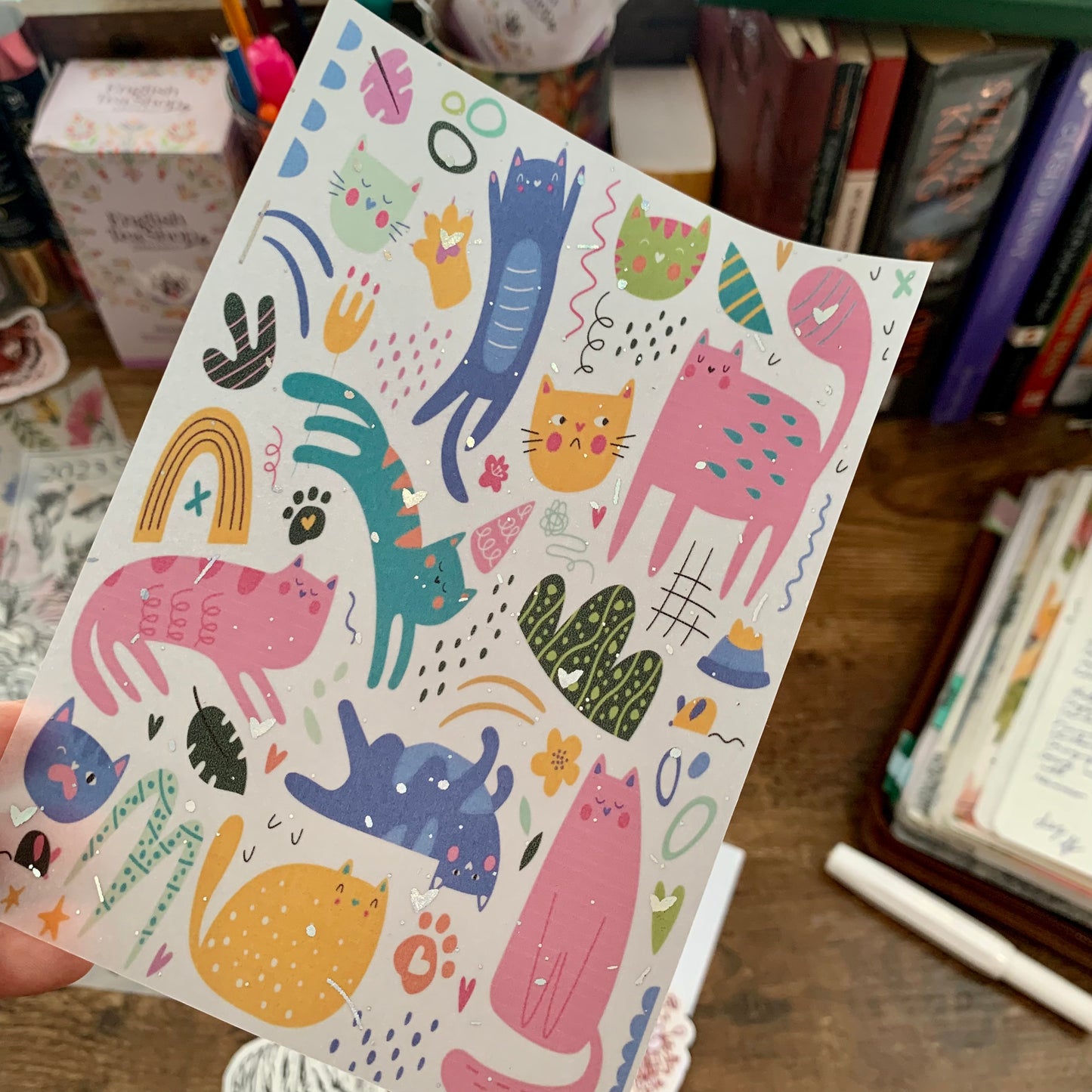 Foiled Vibrant Abstract Cats Vellum Planner Dashboard- The Strange adventures of Kat