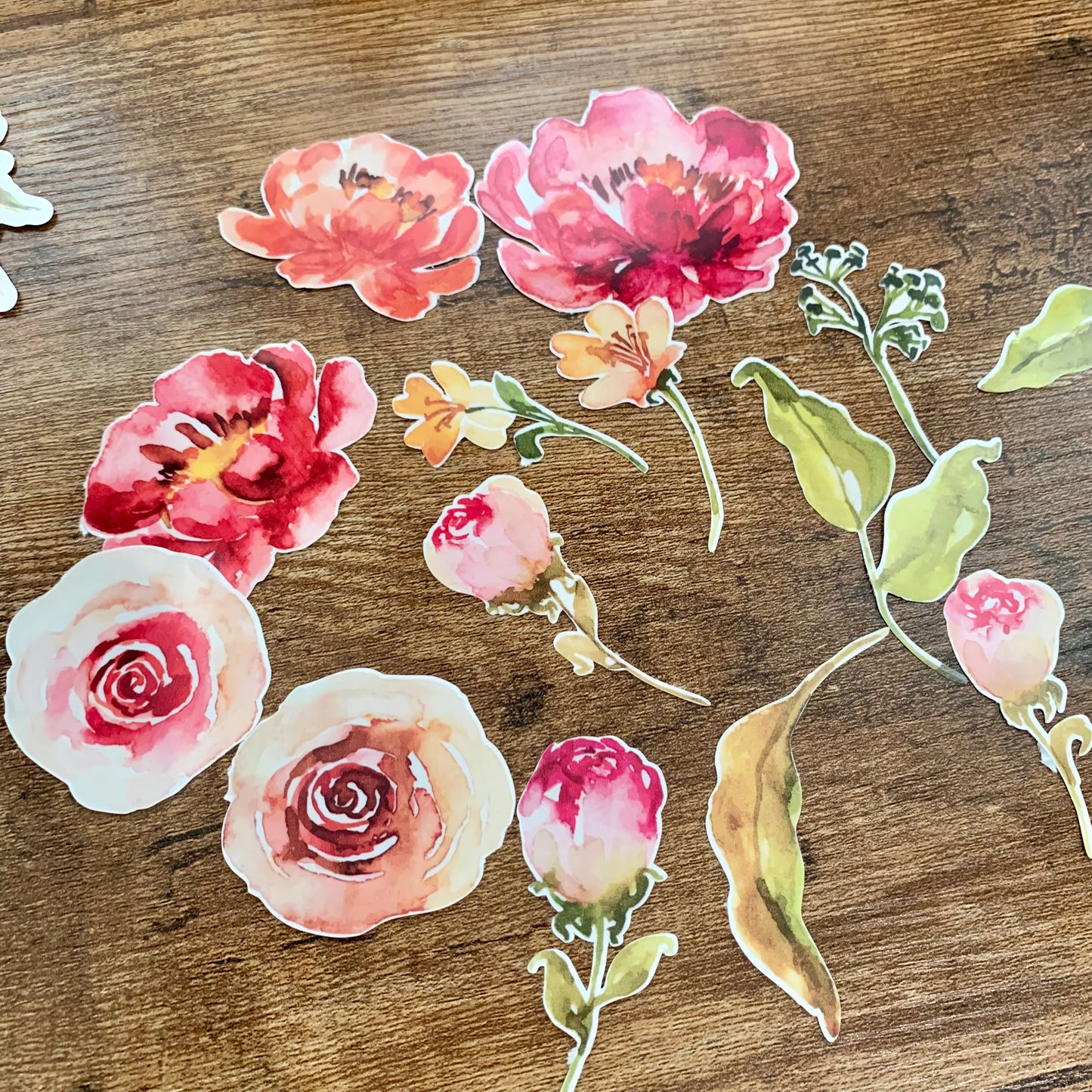 Red Floral Clear Sticker Pack - Save the Date - Sticker Flakes - Pack of 14