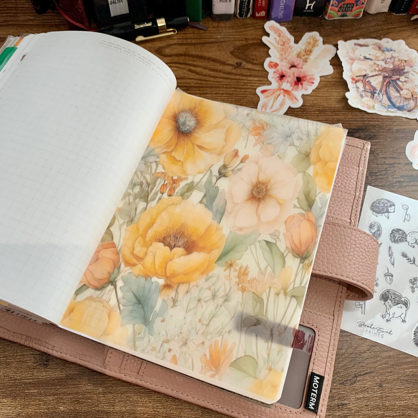 Vintage Burnt Orange Florals Vellum Planner Dashboard - Scrapbooking Paper - Embrace
