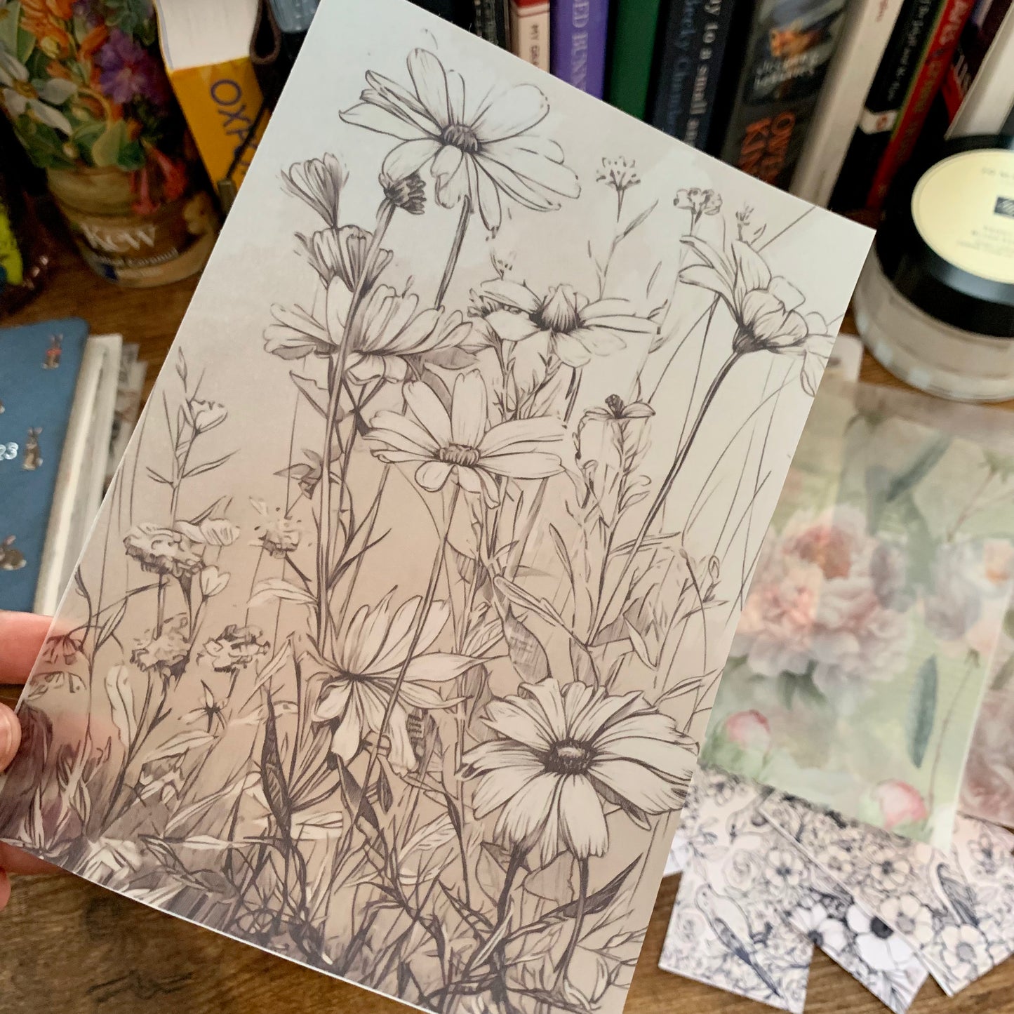 Hand sketched artwork Vellum Planner Dashboards - Dark Flowers