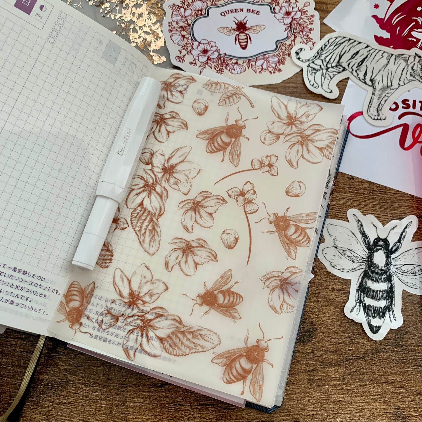 Beautiful Vintage inspired Bee Vellum - Planner Dashboard - Awakening