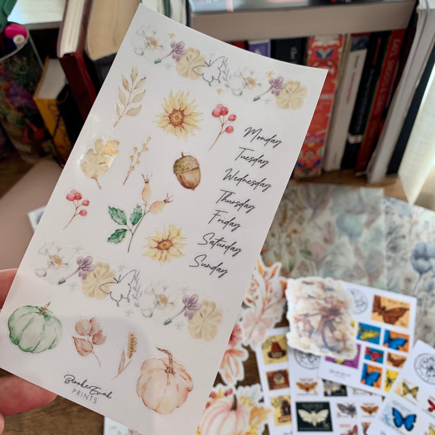 Fall Washi Strips Transparent watercolor Sticker Sheet - Washi Stickers - Fall Memories