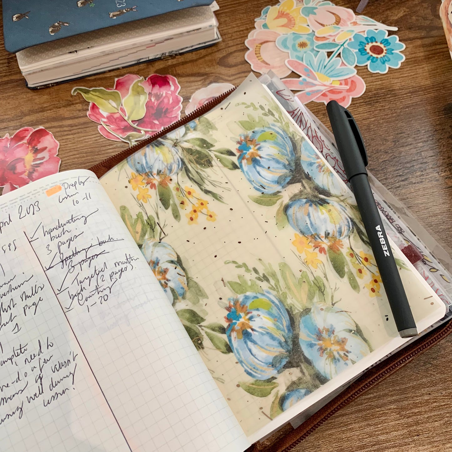 Foiled Blue Floral Spring Vellum Planner Dashboard- Waiting to exhale