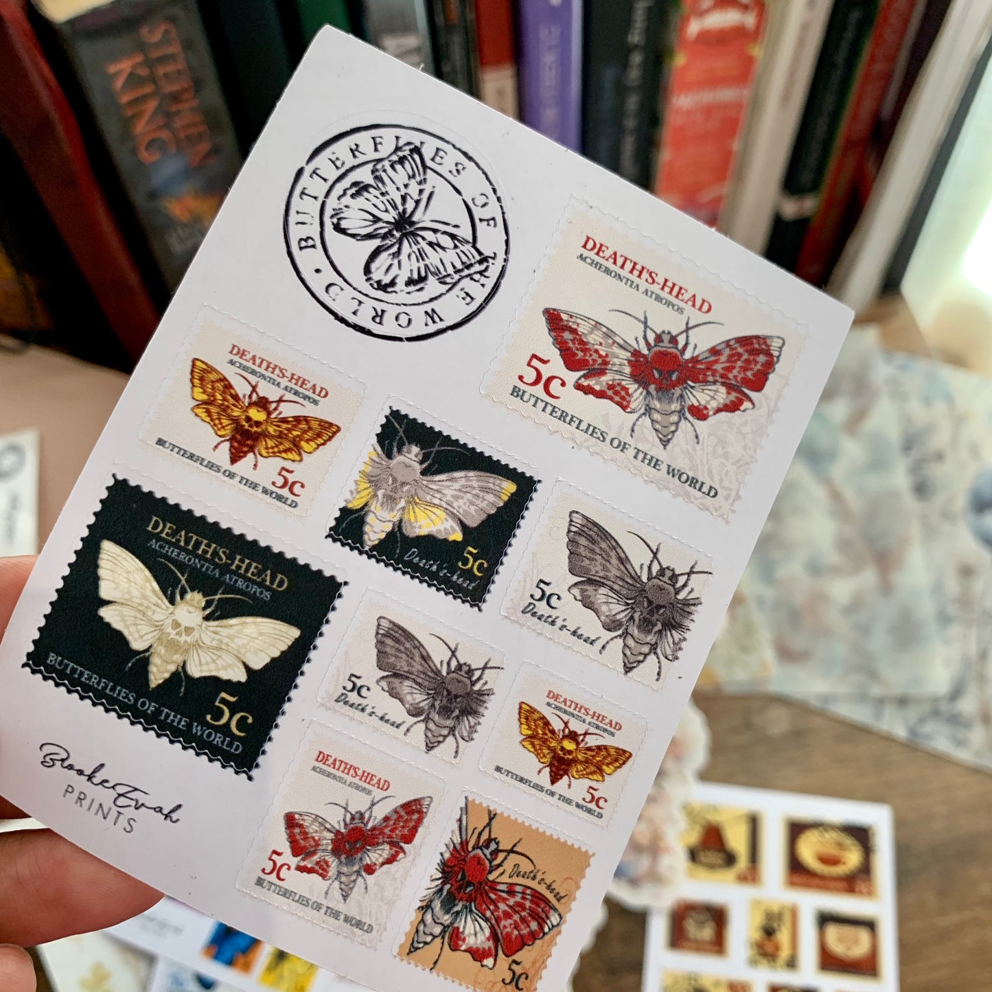 Vintage Hand drawn Moth Stamps - Stickers - Scrapbooking