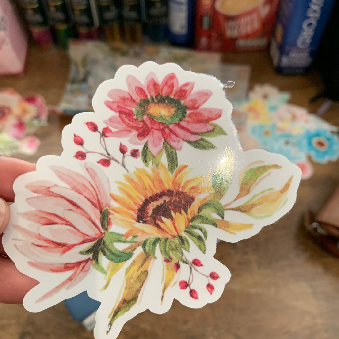 Sunflower Water color Bouquet Sticker Flake - Zoe