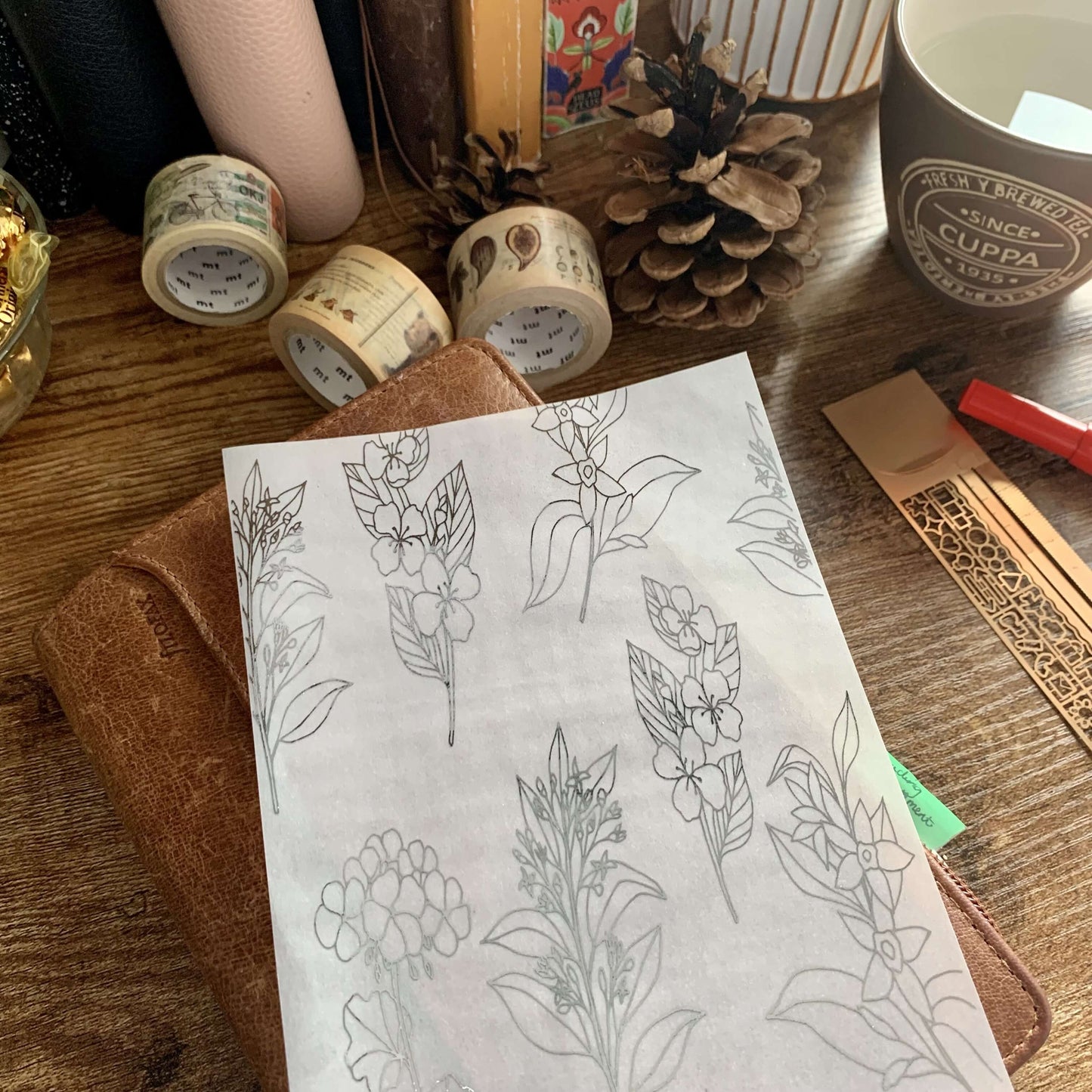 Botanical Silver Foiled Vellum Planner Dashboard- Pure