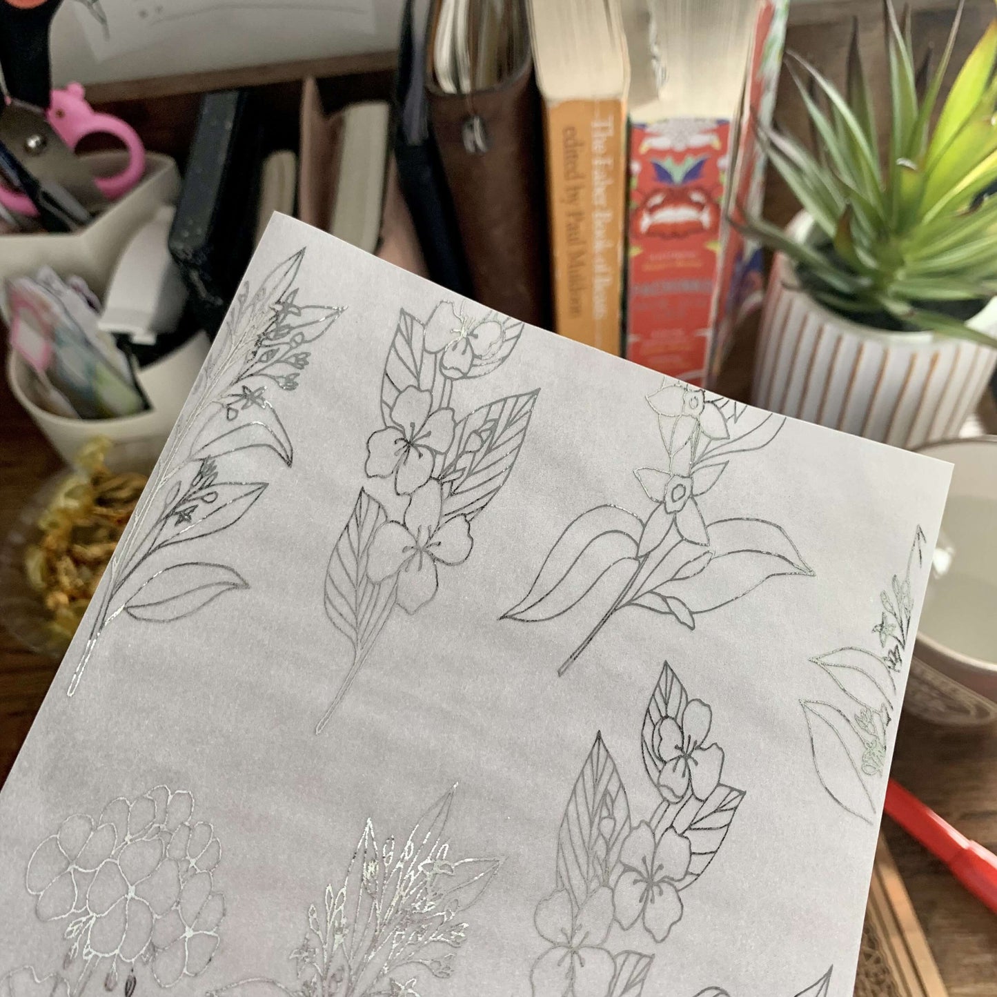 Botanical Silver Foiled Vellum Planner Dashboard- Pure