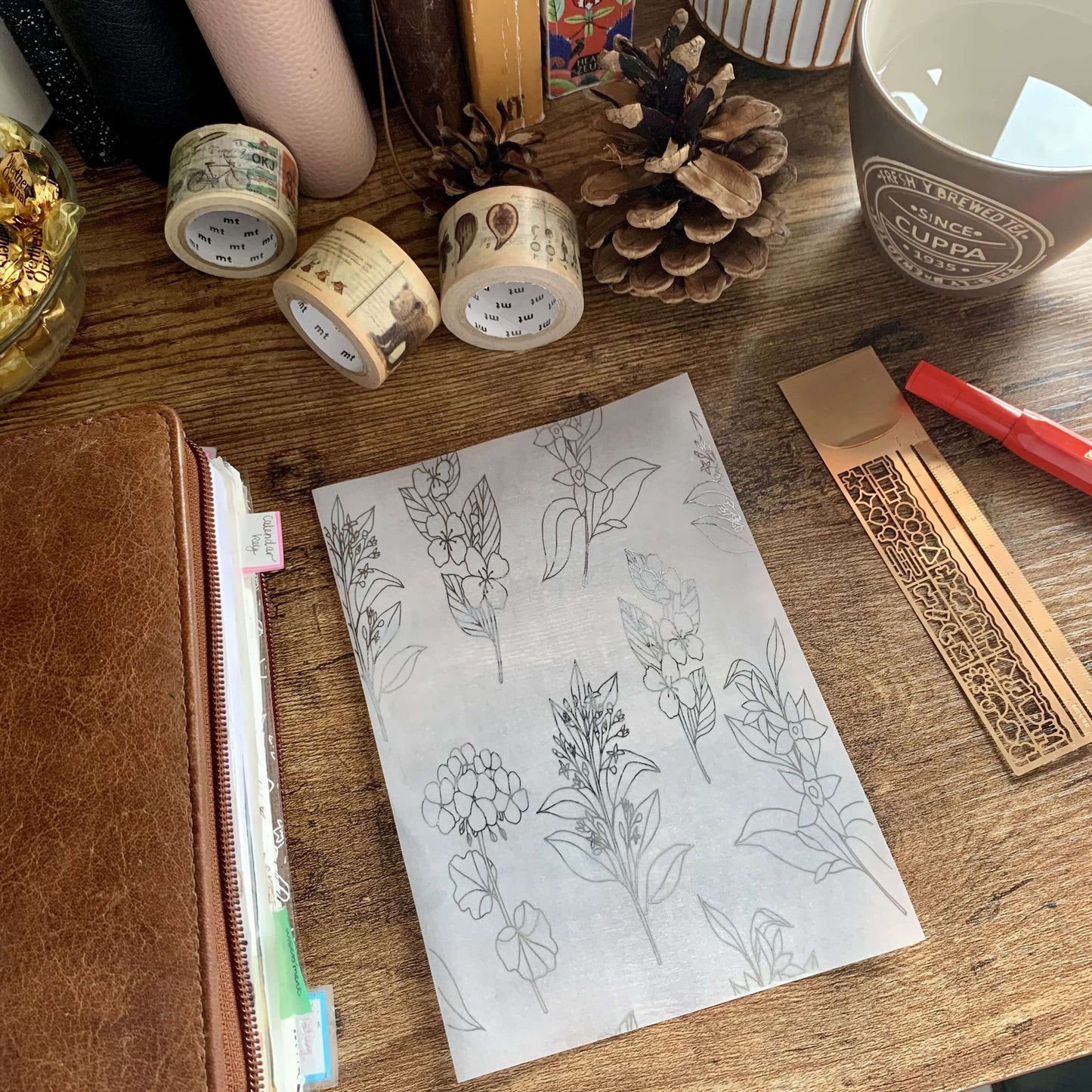 Botanical Silver Foiled Vellum Planner Dashboard- Pure