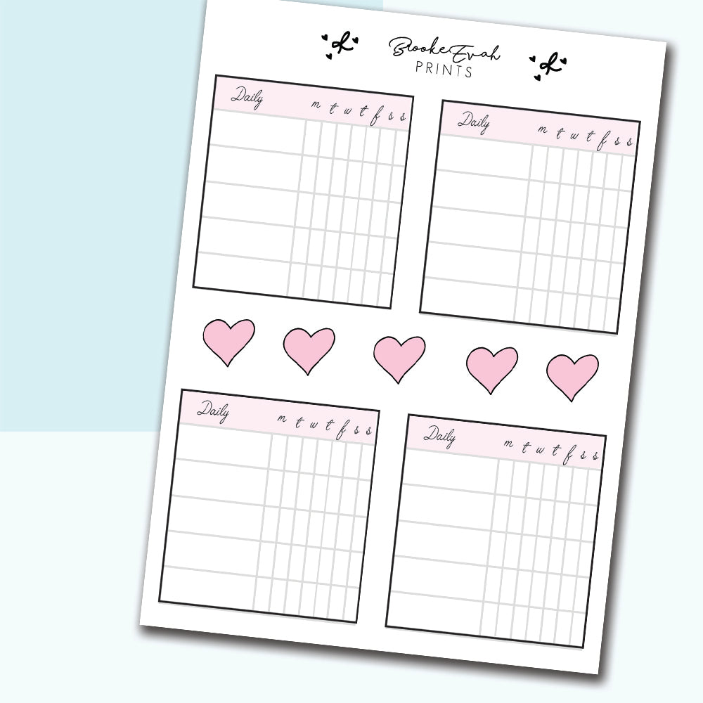 Habit Tracker Stickers Pink, BEP27 - BrookeEvahPrints