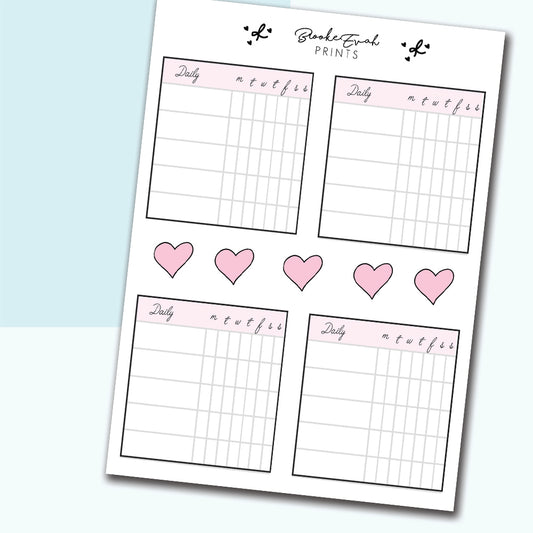 Habit Tracker Stickers Pink, BEP27 - BrookeEvahPrints