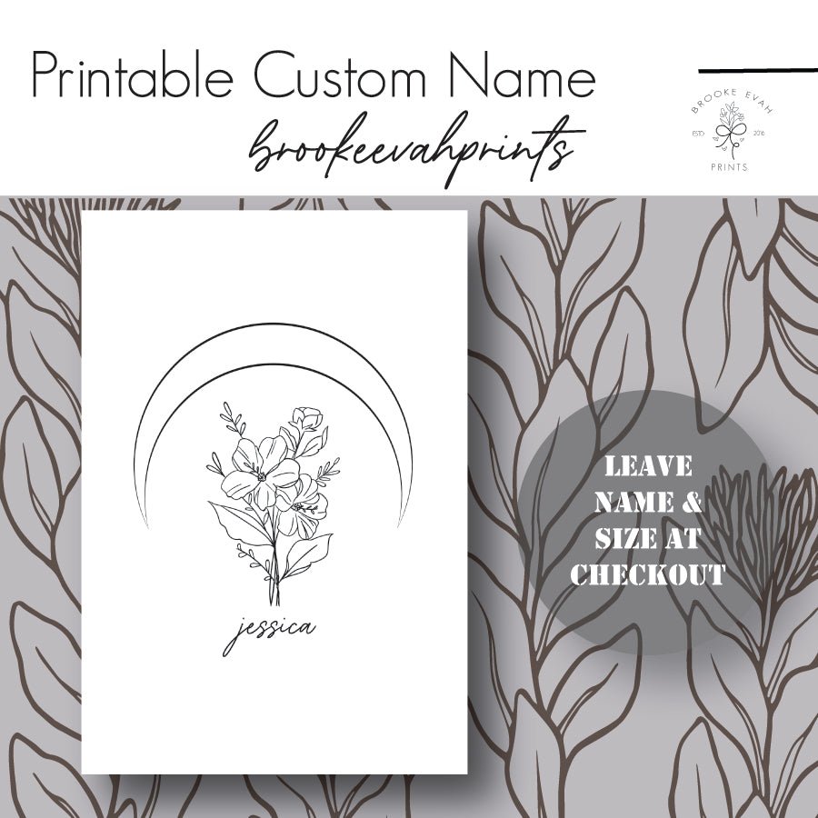 PRINTABLE Custom Name Dashboard- Floral Moon