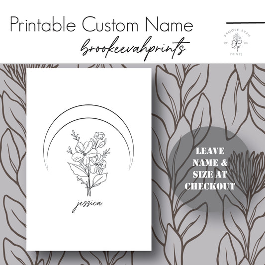 PRINTABLE Custom Name Dashboard- Floral Moon