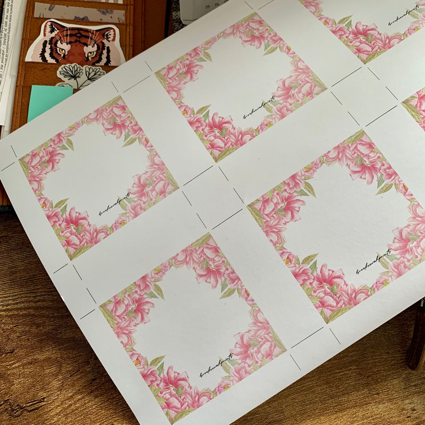 Pink Floral Printable Sticky Notes - Delicate Rose