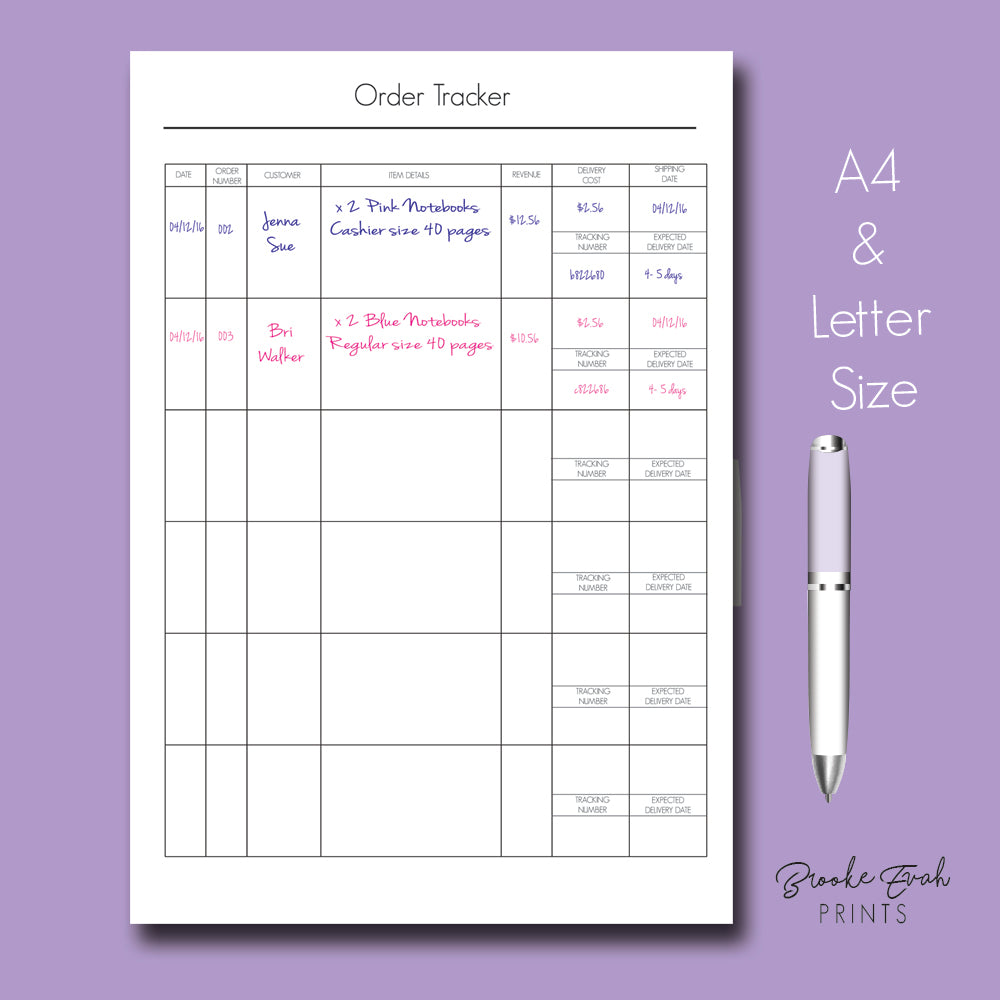 Order Tracker - BrookeEvahPrints