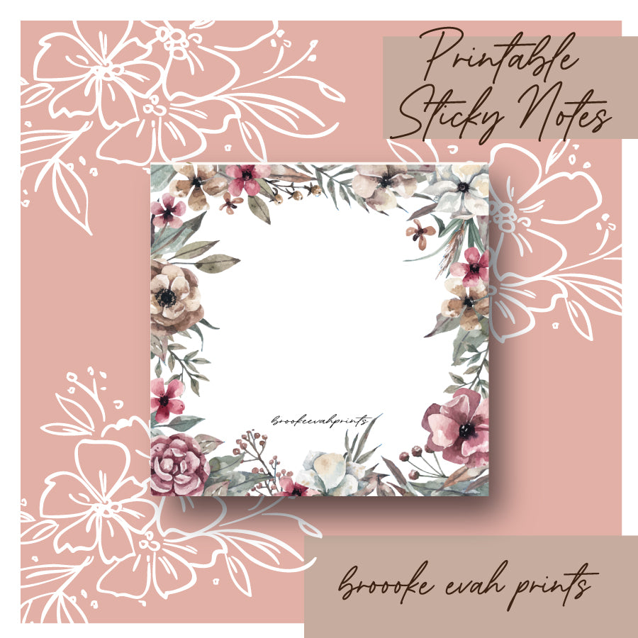 Printable Sticky Notes - Sugar Florals