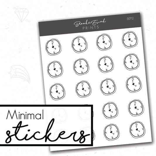 Minimal Clock Stickers- BEP12 - BrookeEvahPrints