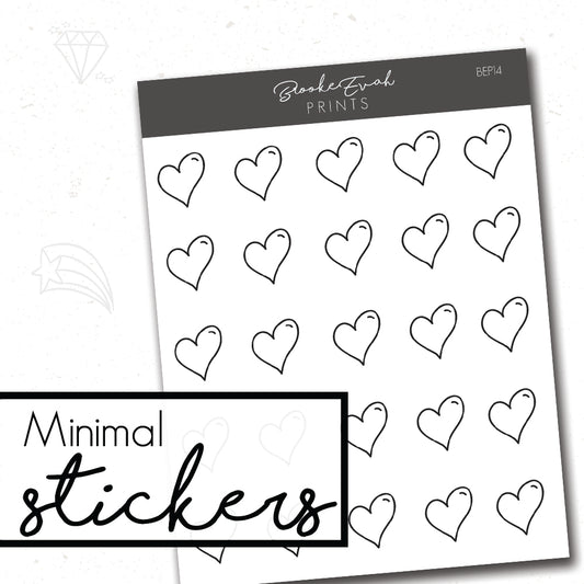 Minimal Heart Stickers- BEP14 - BrookeEvahPrints