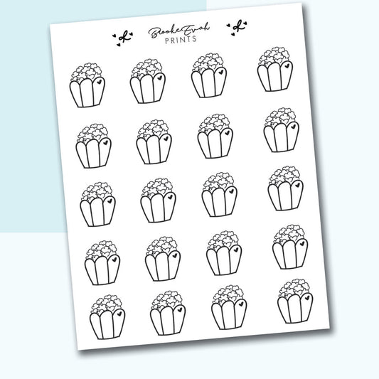 Minimal Popcorn Stickers- BEP16 - BrookeEvahPrints