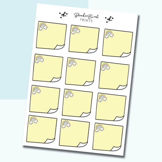 Rainbow Sticky Note Stickers- BEP31 - BrookeEvahPrints