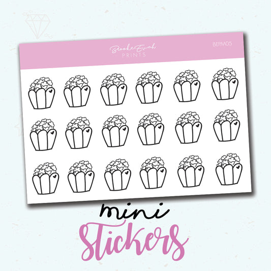 Mini Popcorn Stickers - BEPM05 - BrookeEvahPrints