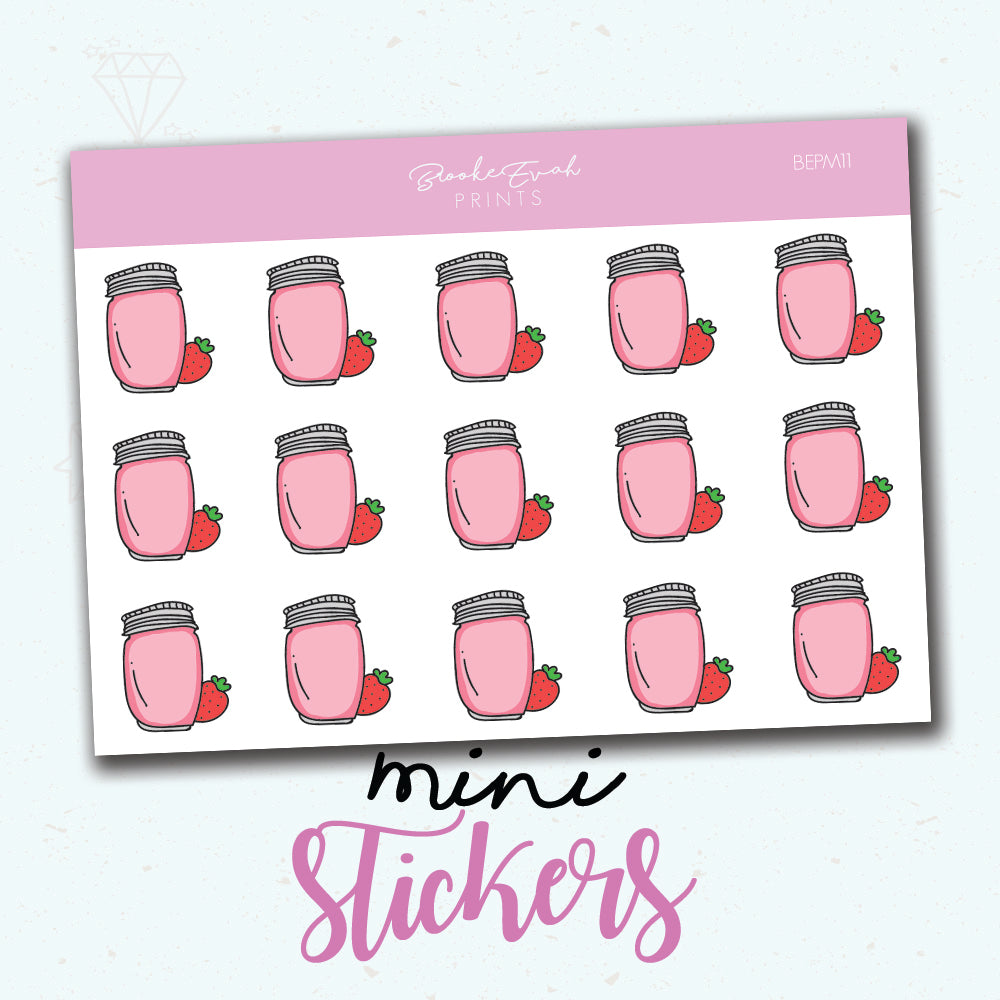 Mini Strawberry Smoothie Stickers - BEPM11 - BrookeEvahPrints