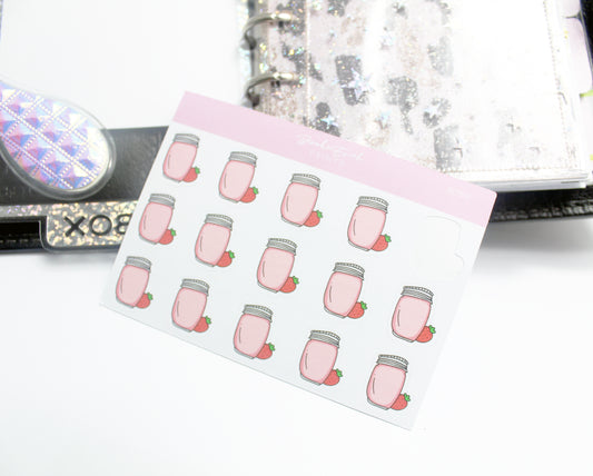 Mini Strawberry Smoothie Stickers - BEPM11 - BrookeEvahPrints