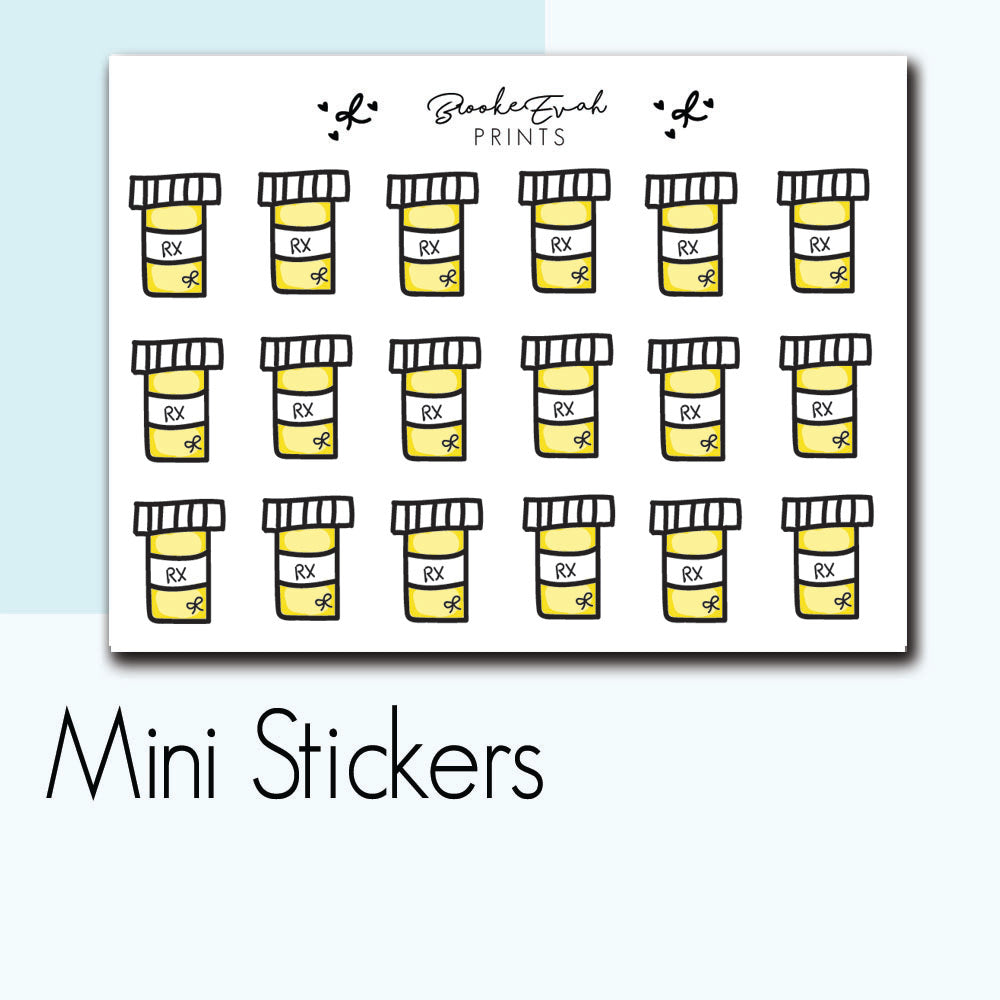 Mini Pill Bottle Stickers- BEPM16 - BrookeEvahPrints