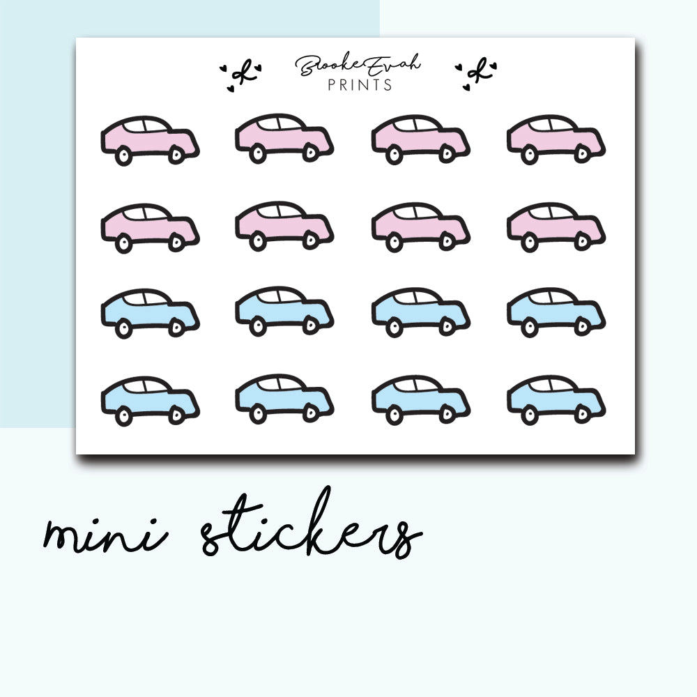 Mini Car Stickers- BEPM43 - BrookeEvahPrints