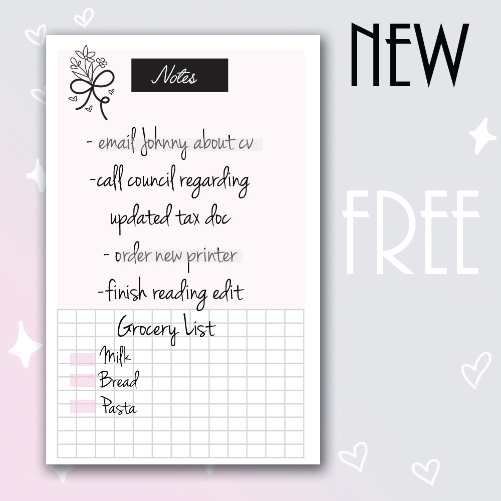 Freebie Notes Insert- A6 Rings – BrookeEvahPrints freebie-notes-insert-a6-rings-brookeevahprints